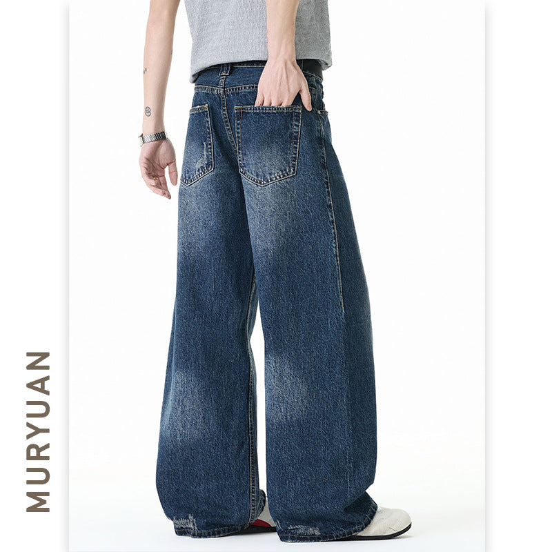 Distressed Vintage Denim Pants for Men
