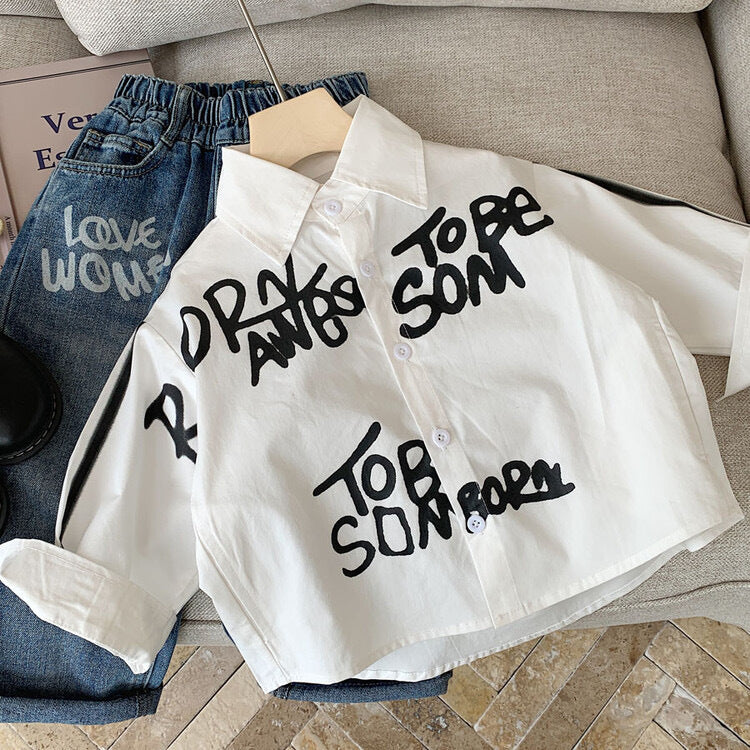 Letter graffiti casual shirt for boys