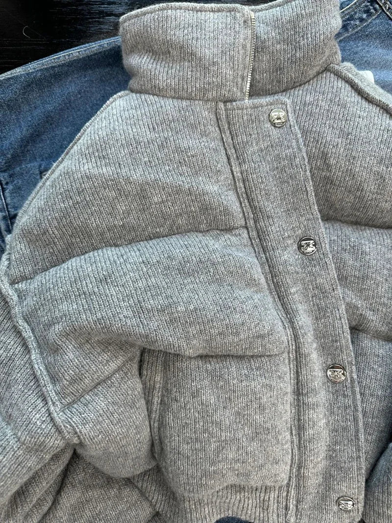 Short standing collar thickened warm jacket for women